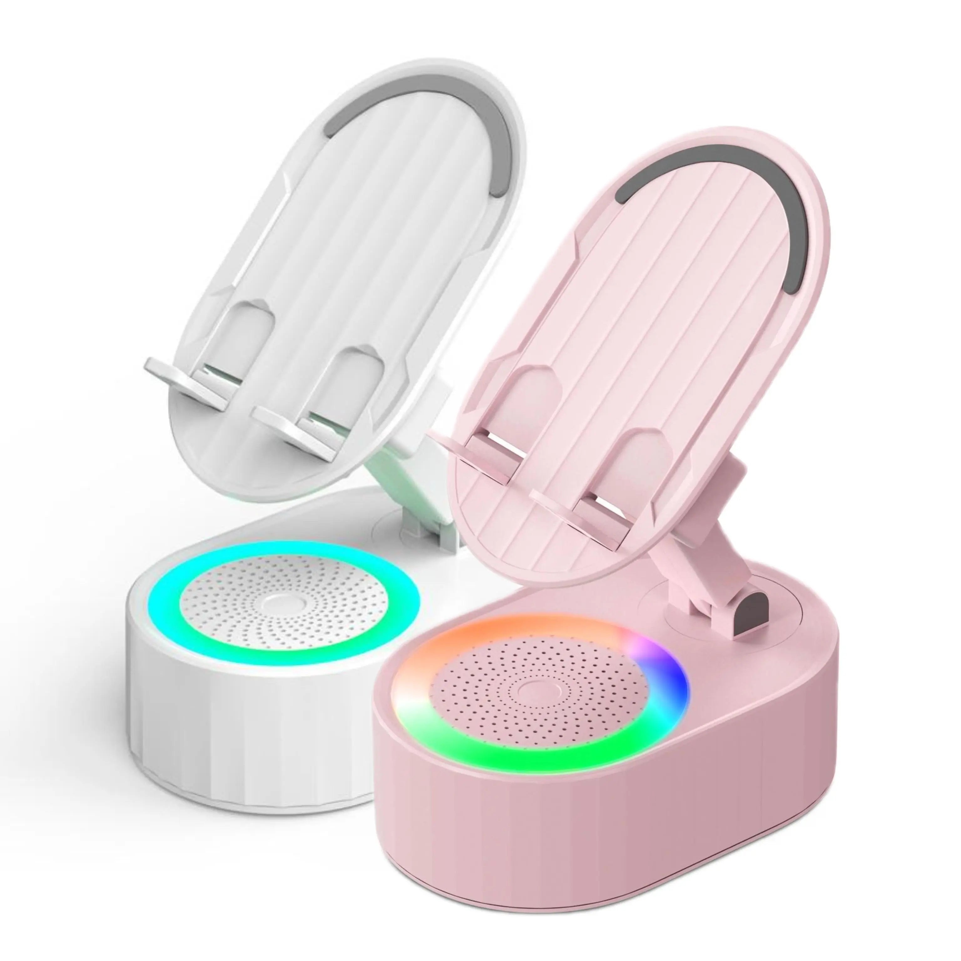 Wireless Induction Audio Bluetooth Speaker 5-in-1 Cellphone Holder USB Emergency Rechargeable (5000mAh) Portable Power Mobile Tablet Stand with Colorful Ambient Light Gifts for Friends and Family