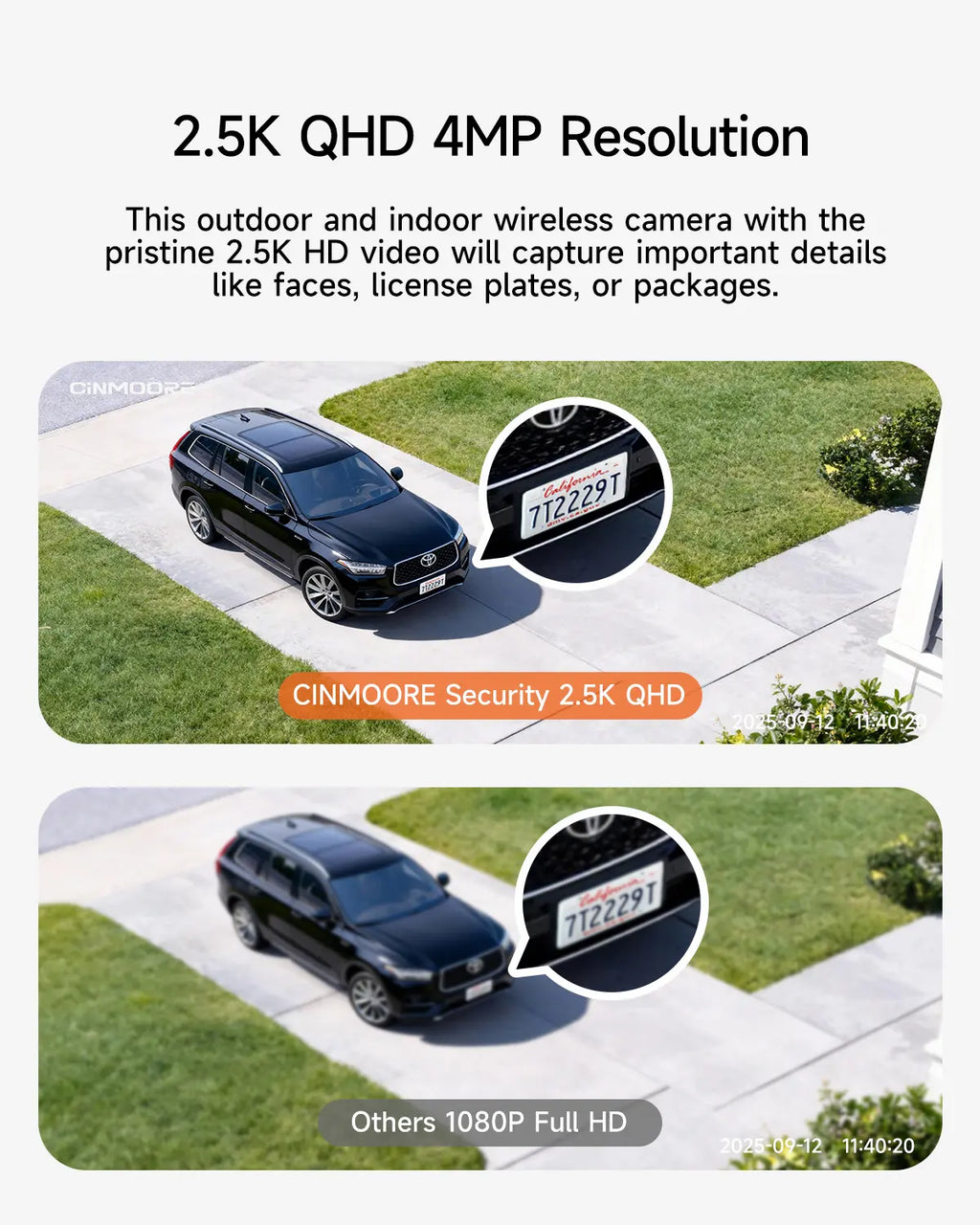 Outdoor/Indoor Magnetic Wireless Camera 2.5K Free Install Smart Garage 2.4G Wi-Fi Security Camera – HD Video, Night Vision, Motion Detection, Magnetic, Wi-Fi, Two-Way Audio, Smartphone Control Lens