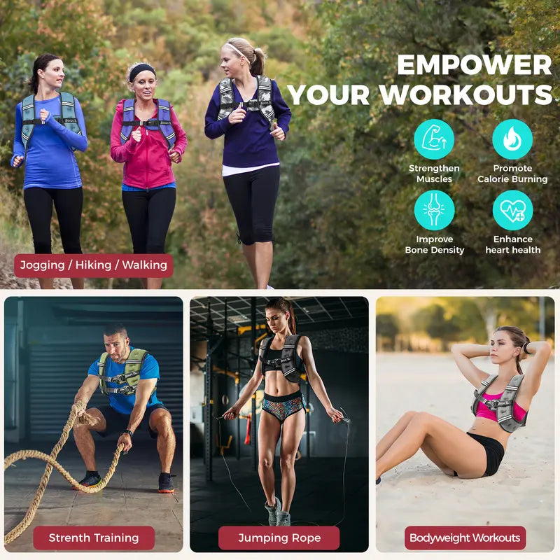 【SpringStatements】 Weighted Vest, 5lbs/8lbs/10lbs/12lbs/15lbs/20lbs/25lbs/30lbs Weight Vest with Detachable Phone Pouch, Rucking Vest for Women, Men, Walking, Training, Running