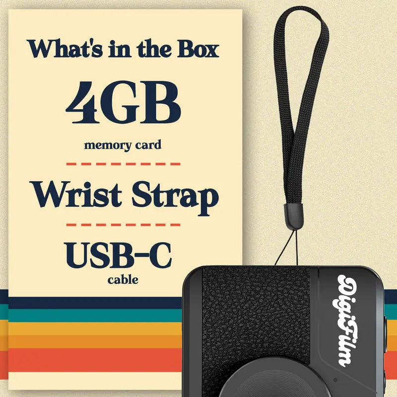 Screen-Free Digital Camera with 6 Built-In Retro Filters, Pre-Installed Micro SD Card, Aesthetic Rechargeable Camera with Flash, Durable Design